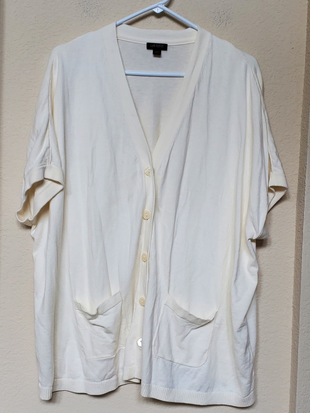 J. Jill Cream Button-Front Short-Sleeve Cardigan. Size XS